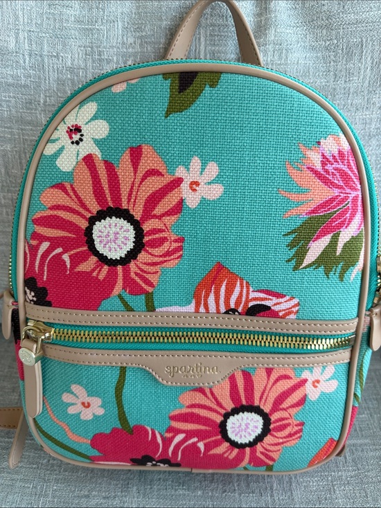 Spartina 449 Handbags - Spartina 449 Chloe Backpack Floral Linen Structured Coastal Beachy